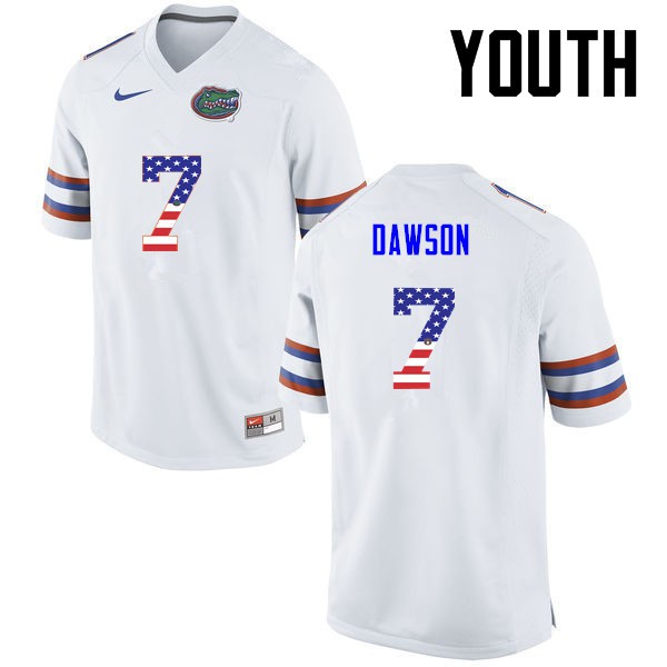 Florida Gators Youth #7 Duke Dawson College Football USA Flag Fashion White